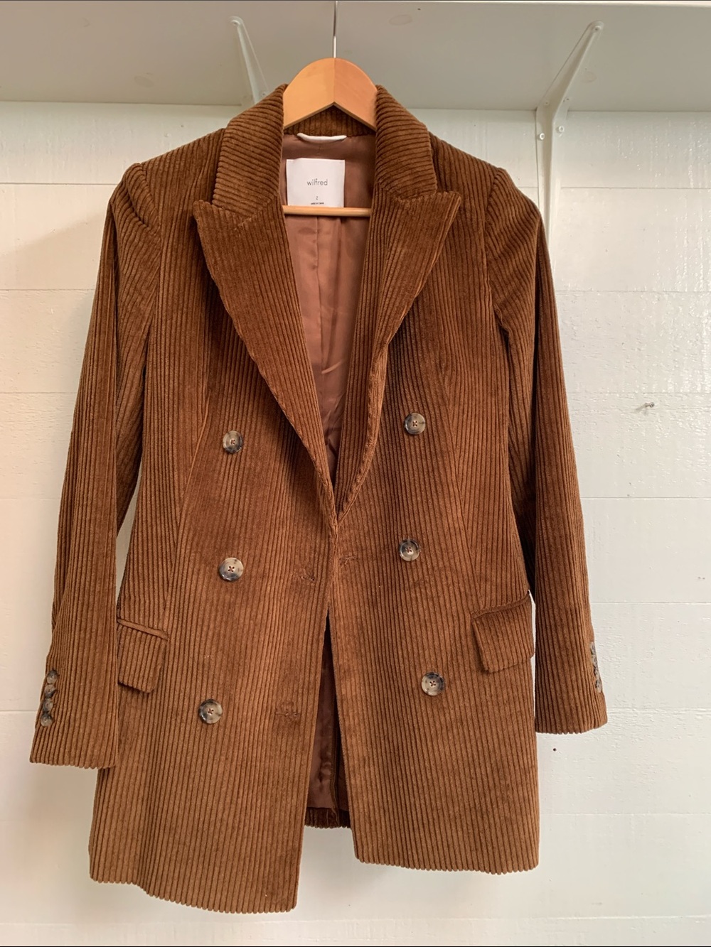 Wilfred Corduroy Double-Breasted Blazer Jacket - Brown